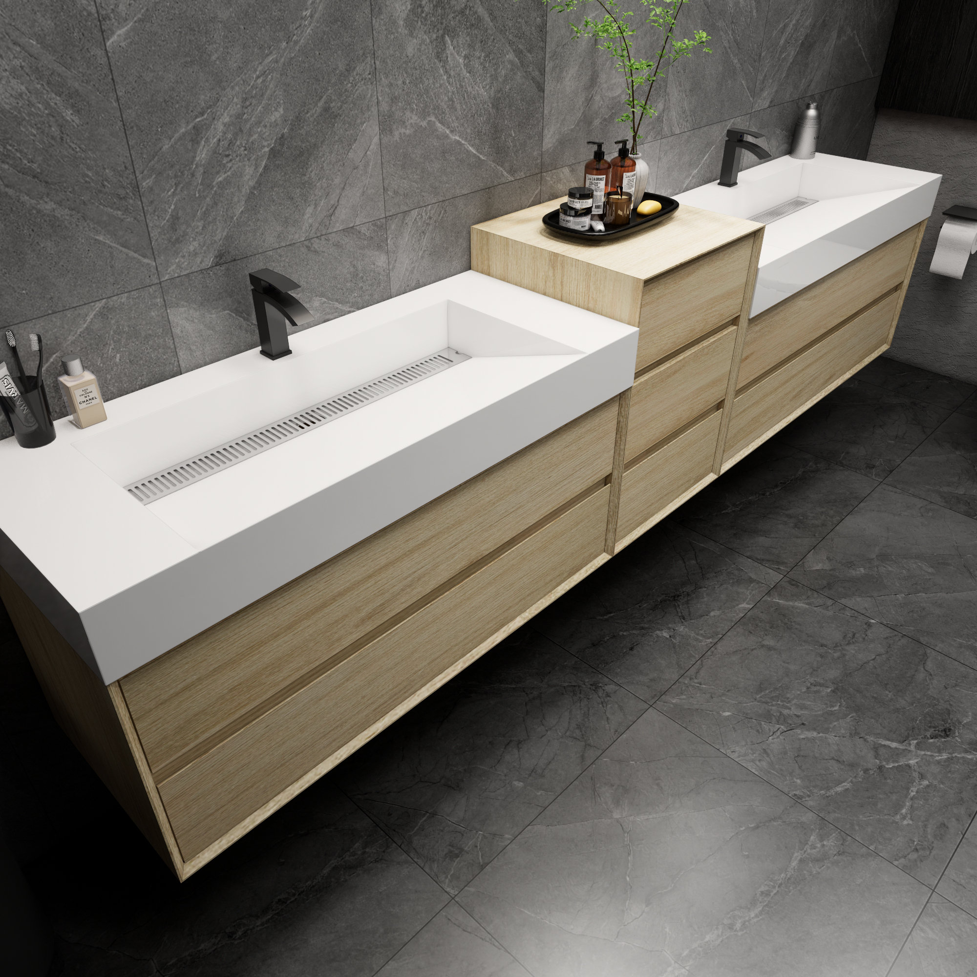 Better Vanity Albizu 114" Wall-Mounted Double Bathroom Vanity | Wayfair
